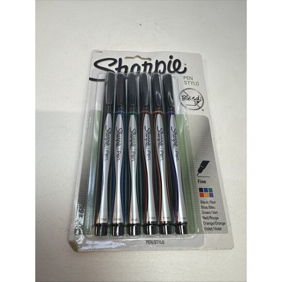 Sharpie Felt Tip Pens, Fine Point (0.4mm), Assorted Colors, 6 Count - Picture 1 of 2